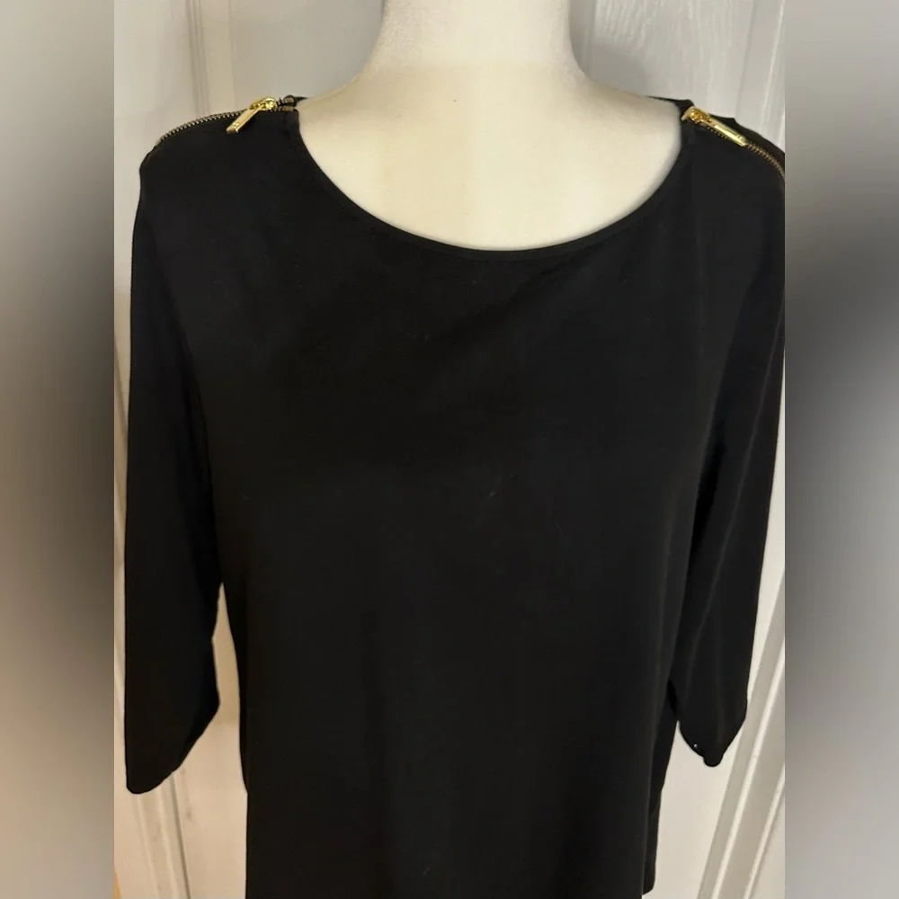 Michael Kors Top Black Tunic  Gold Hardware Style Long Sleeve Size 2X